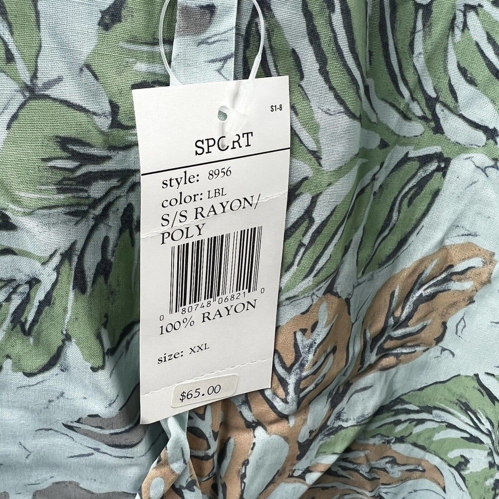 Burma Bibas Blue Short Sleeve Button-Down Shirt XXL NWT Tropical Leaves - Picture 6 of 12